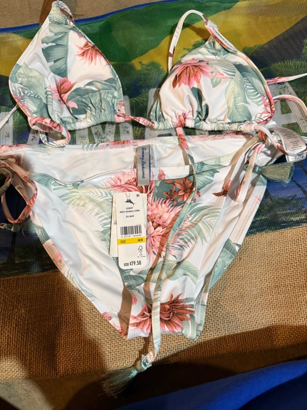 Tommy Bahama White Floral Tropical String Bikini